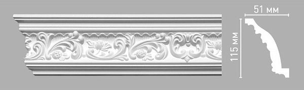 Плинтус потолочный с рисунком DECOMASTER 95104 (115х51х2400мм)